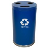 WITT Emoti-Can 3-Opening Indoor Steel Recycling Receptacle - 18" diameter, Blue
